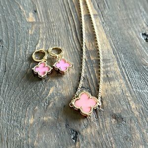 NWOT 18K Gold-Filled Pink Clover Set